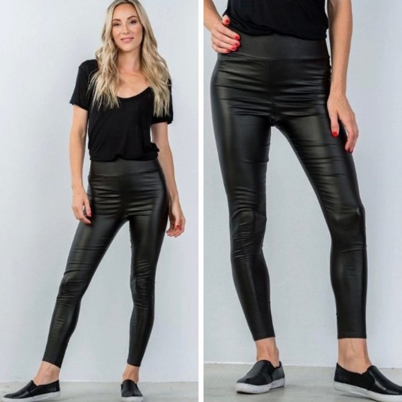 River Island Black Matte Coated Legging - Picture 1 of 14